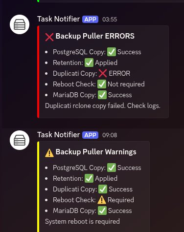 Backup errors et warnings Discord