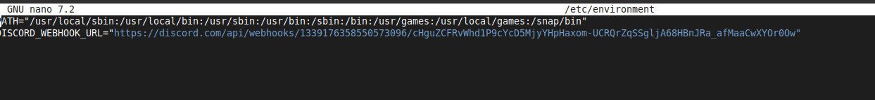 Variable DISCORD_WEBHOOK_URL dans /etc/environment