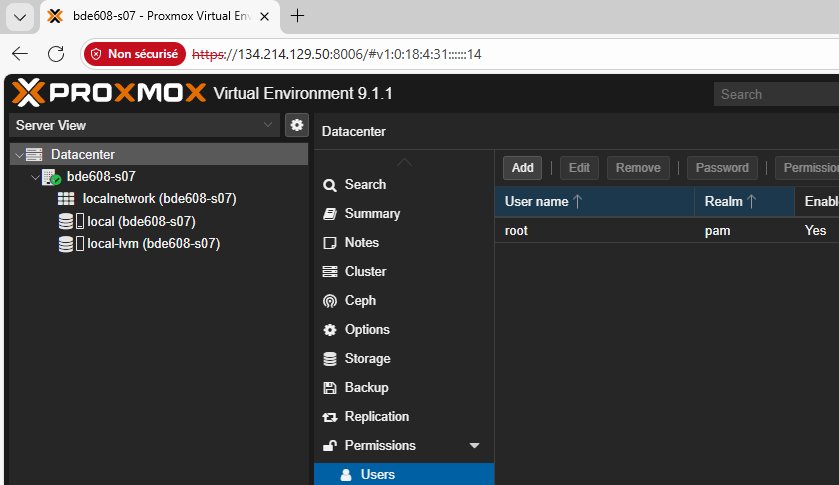 Menu Users — root seul