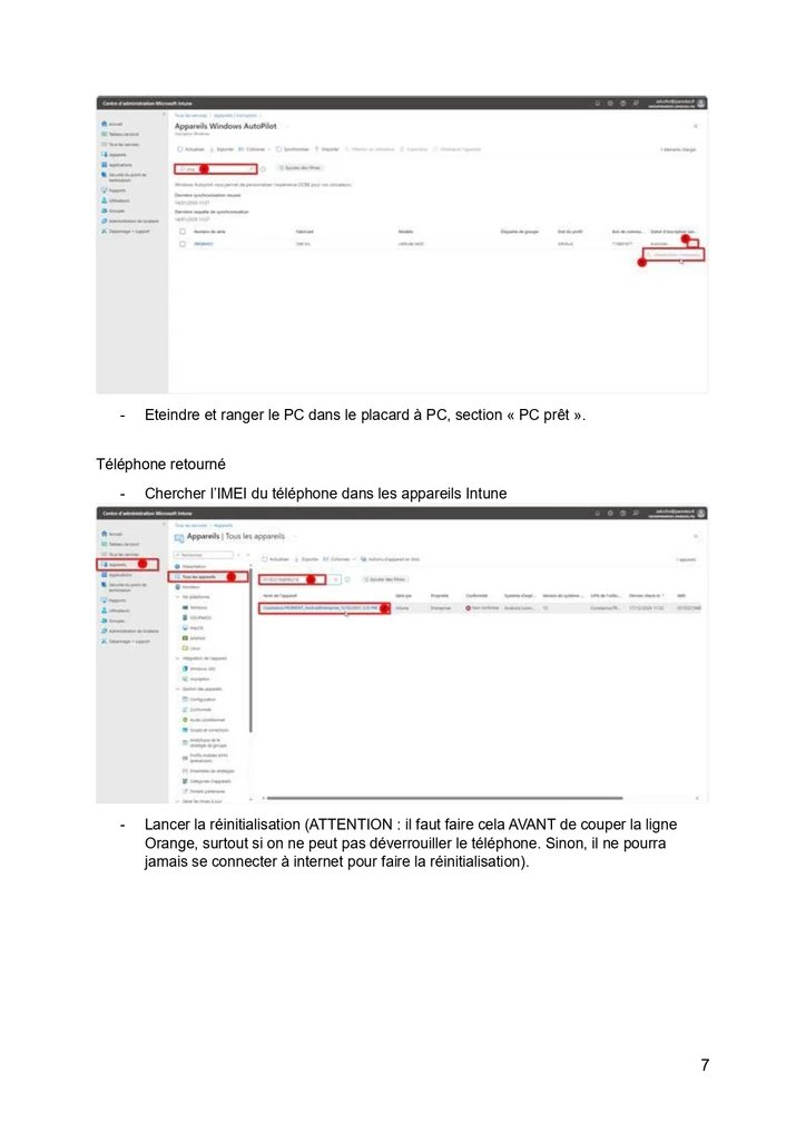 Procédure retour PC — p.7