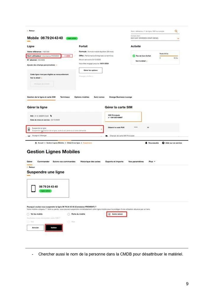 Gestion lignes mobiles Orange — p.9